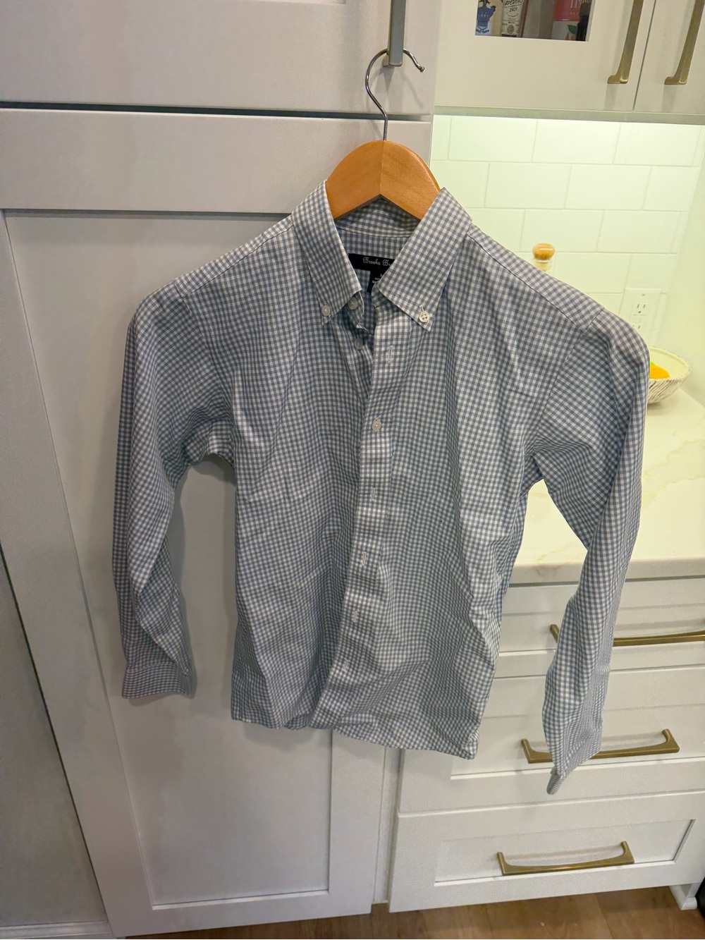Brooks Brothers Boys' Light Blue Gingham Button-Down Shirt - Size M/Boys 12ish